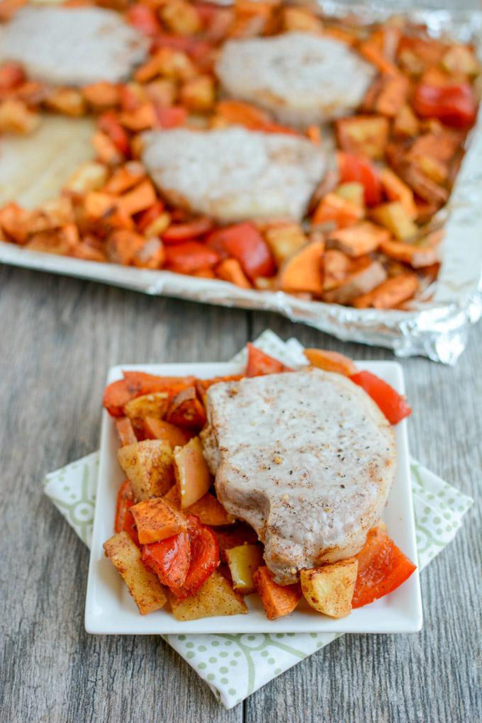 sheet pan pork chops and sweet potatoes