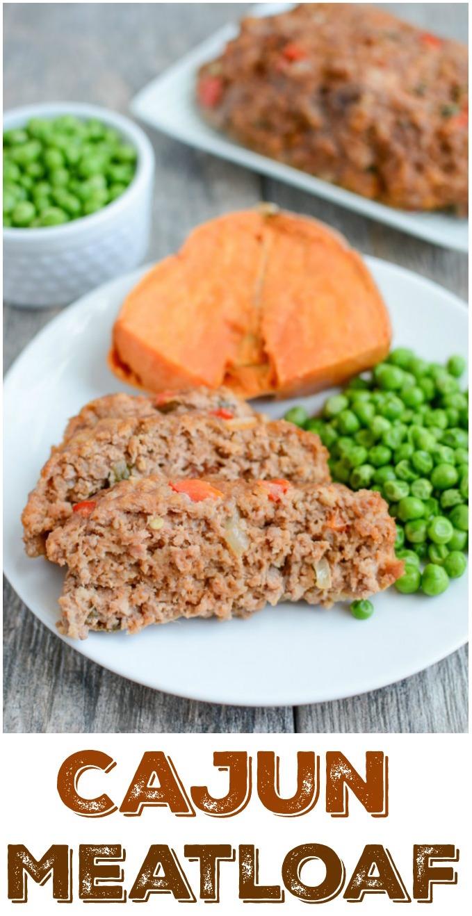 This Cajun Meatloaf recipe is perfect for dinner. It's healthy, full of flavor and easy to make. Plus it freezes well so feel free to double the recipe!