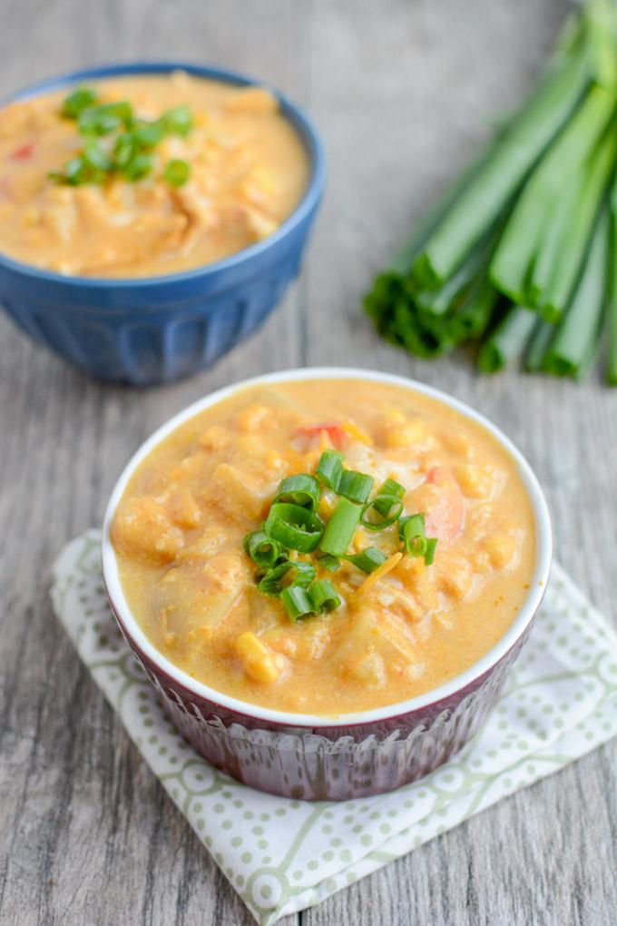 This Slow Cooker Creamy Pumpkin Chicken is the perfect easy fall dinner recipe. Throw all the ingredients in the crockpot, let it simmer and serve!