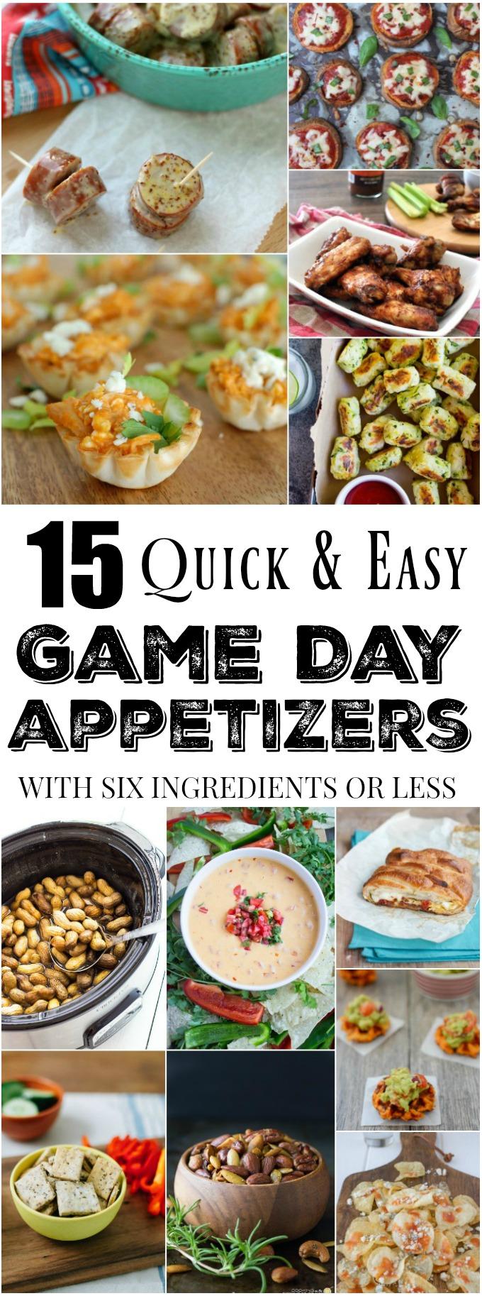 Need some easy appetizers for game day? Here are 15 delicious recipes all with six ingredients or less!