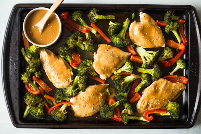 sheet pan chicken and vegetables roasted