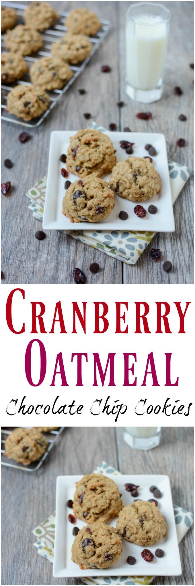 These Cranberry Oatmeal Chocolate Chip Cookies are fluffy, chewy and full of delicious mix-ins. They're easy to make when a dessert craving strikes!