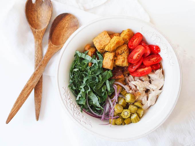 This Turkey and Cornbread Panzanella is the perfect recipe to use up your Thanksgiving leftovers! Enjoy this healthy bread salad for lunch while watching football!