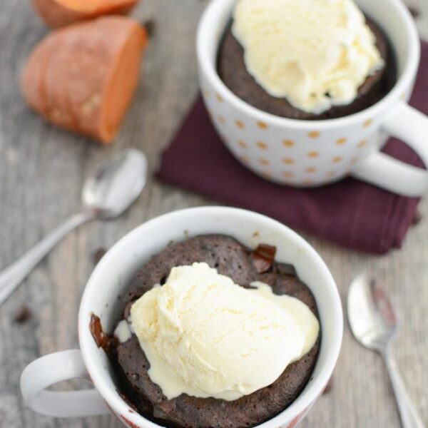 This healthy Chocolate Sweet Potato Mug Cake recipe is quick, easy and the perfect way to satisfy your dessert craving!