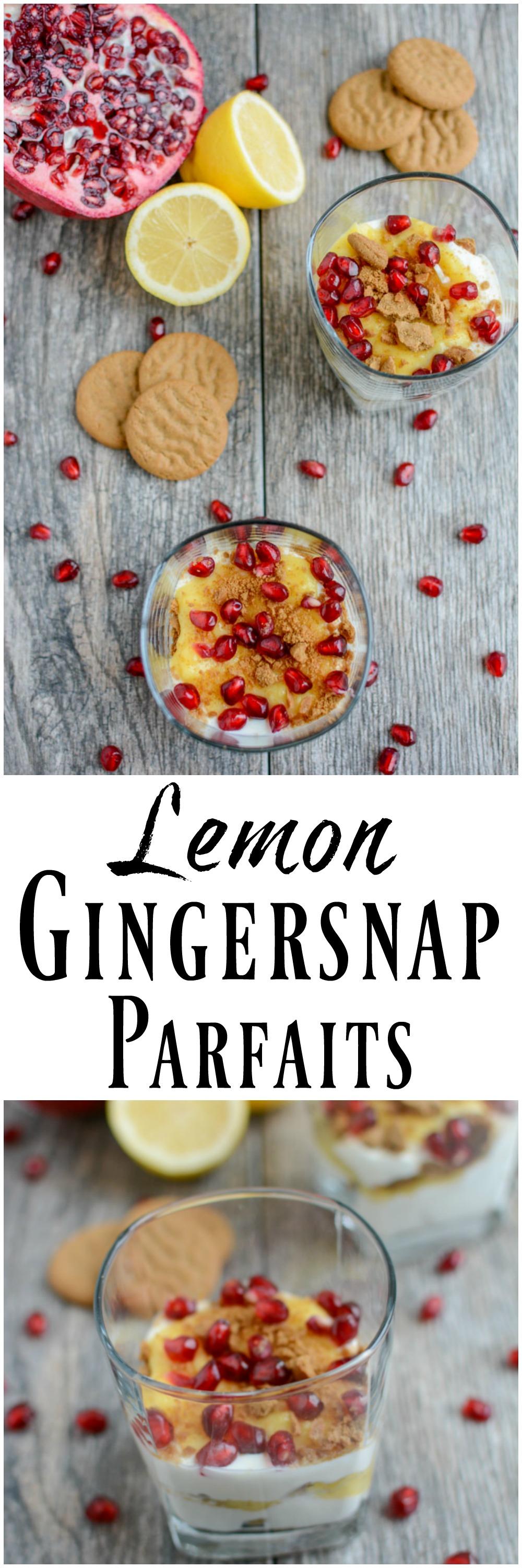These Lemon Gingersnap Parfaits are the perfect holiday dessert recipe. Made with just a few simple ingredients, they're easy to assemble and oh so festive!