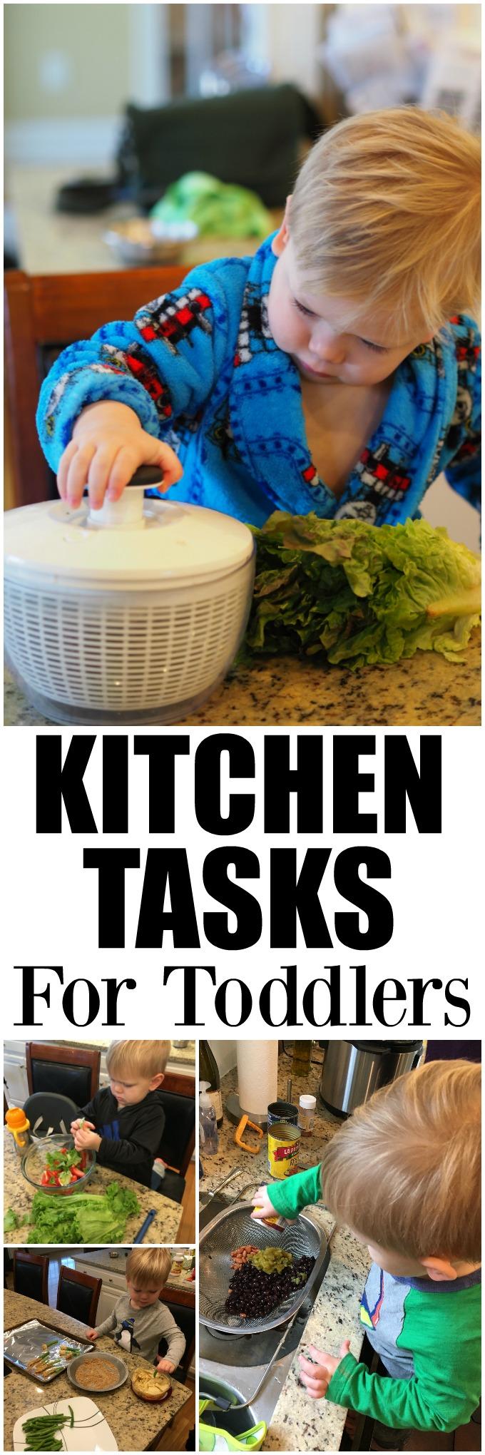 These simple kitchen tasks for toddlers are a great way for you spend time in the kitchen with your kids. They'll have fun learning, developing new skills and trying new things!