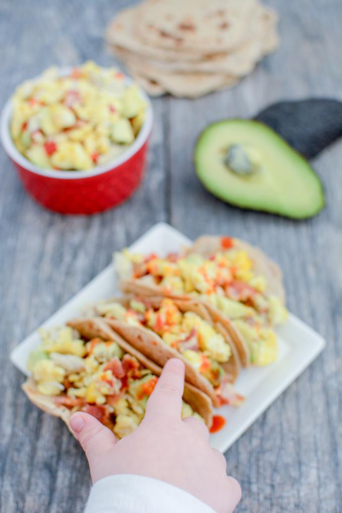 These Chicken Bacon Avocado Breakfast Tacos are an easy way to transform leftover chicken from dinner into a healthy new morning meal!