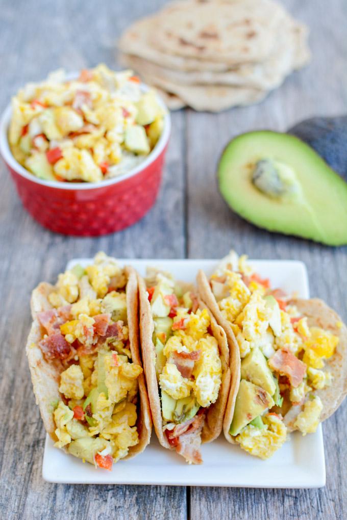 These Chicken Bacon Avocado Breakfast Tacos are an easy way to transform leftover chicken from dinner into a healthy new morning meal!