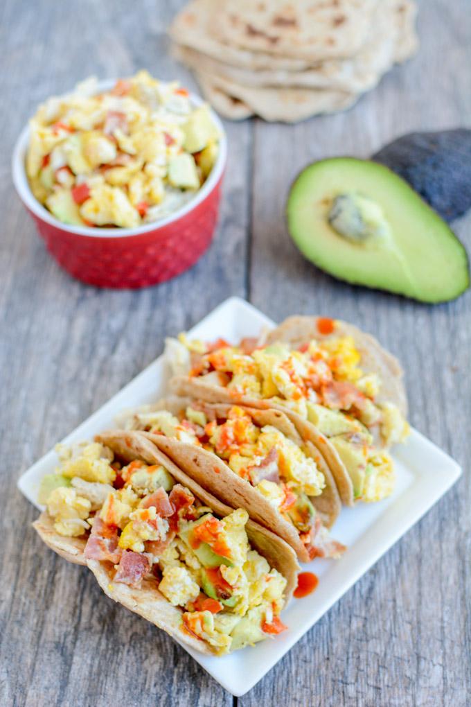 These Chicken Bacon Avocado Breakfast Tacos are an easy way to transform leftover chicken from dinner into a healthy new morning meal!