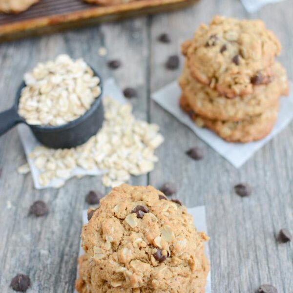 These Dairy-Free Lactation Cookies are the perfect snack for nursing moms. Not breastfeeding? Leave out the brewer's yeast and enjoy an oatmeal chocolate chip cookie for dessert!