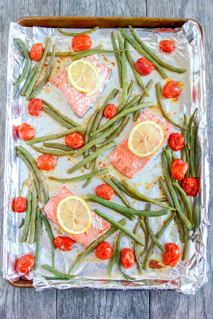 This Sheet Pan Italian Salmon and Green Beans is a healthy 20-minute dinner that requires just four ingredients!