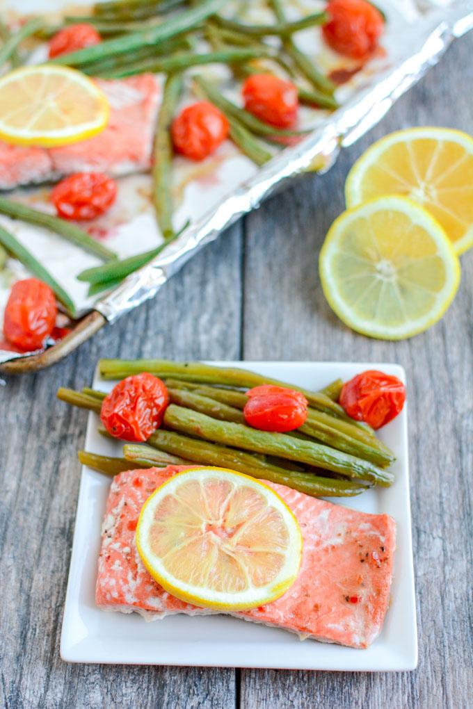 This Sheet Pan Italian Salmon and Green Beans is a healthy 20-minute dinner that requires just four ingredients!