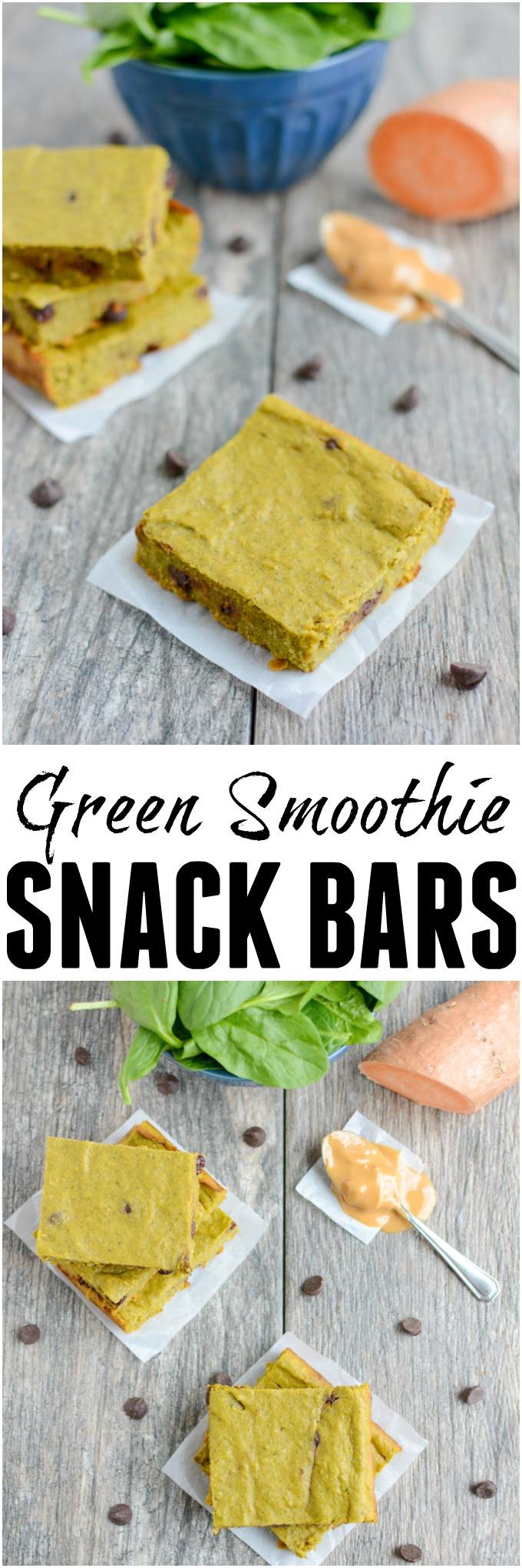 These gluten-free Green Smoothie Snack Bars are healthy, easy to make and kid-friendly. They're made with real food ingredients and packed with protein and healthy fats - perfect for a quick breakfast or snack!
