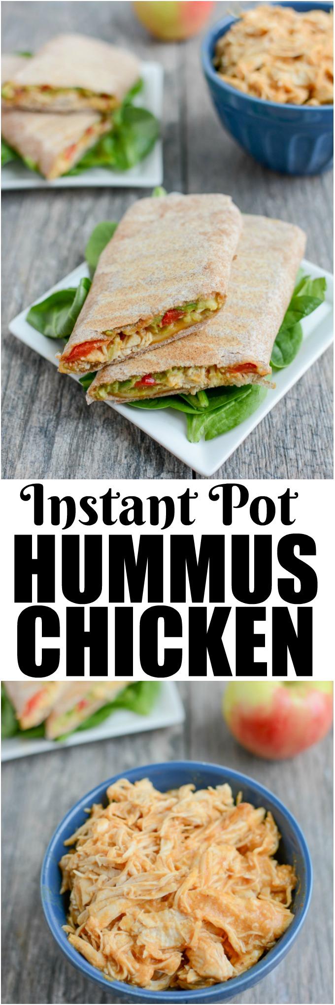 This Instant Pot Shredded Hummus Chicken is a simple, healthy recipe that can be made during food prep and served alone or in a wrap for a quick lunch or dinner.