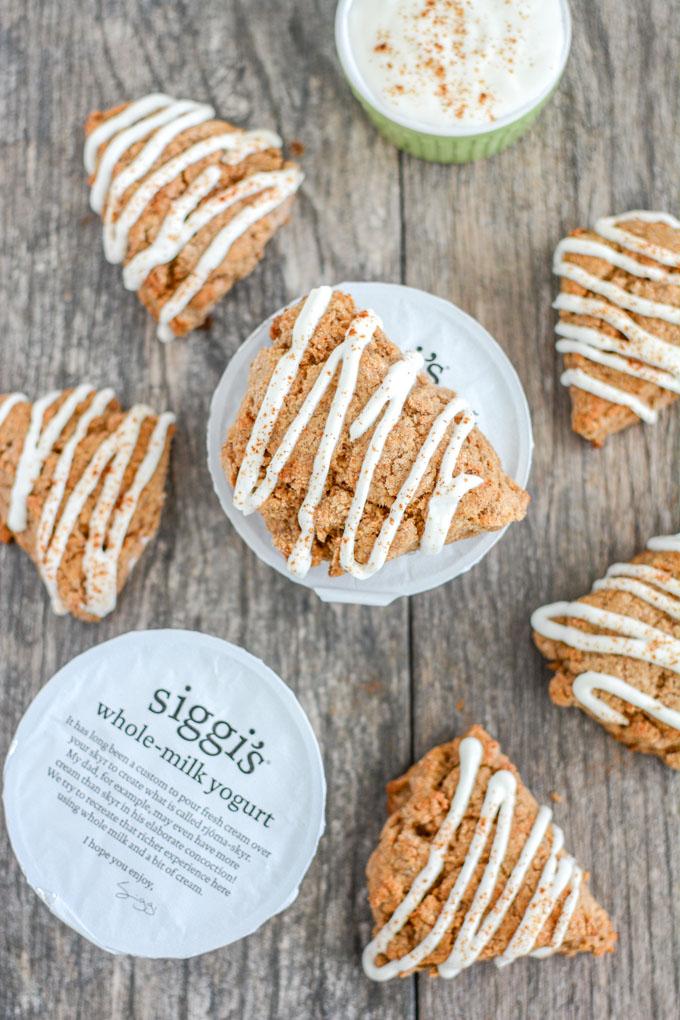 These Small Batch Cinnamon Roll Scones are perfect for a weekend breakfast or brunch. They're bursting with cinnamon flavor and topped with a delicious yogurt drizzle. 