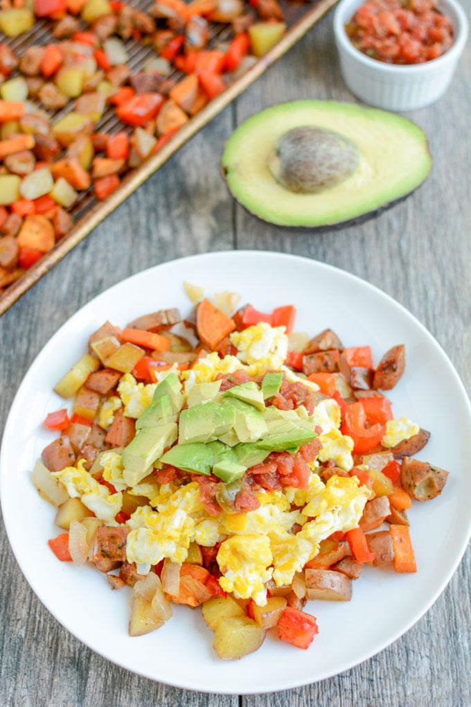 This 5 Minute Breakfast Hash comes together quickly on busy mornings with the help of weekend food prep. It's full of protein and fiber to keep you full all morning.