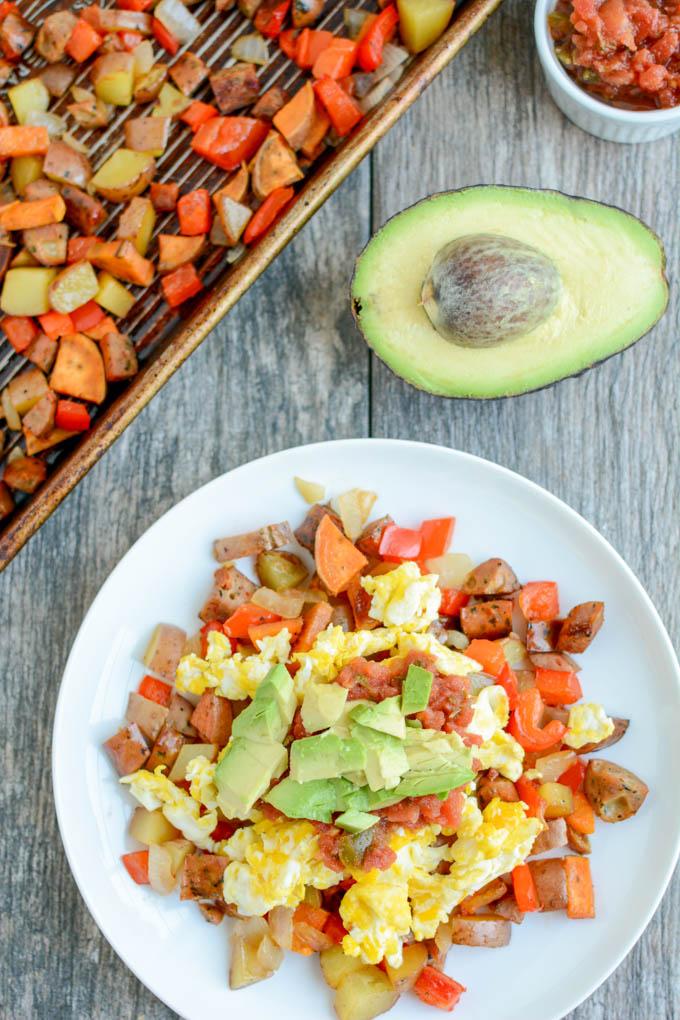 This 5 Minute Breakfast Hash comes together quickly on busy mornings with the help of weekend food prep. It's full of protein and fiber to keep you full all morning.