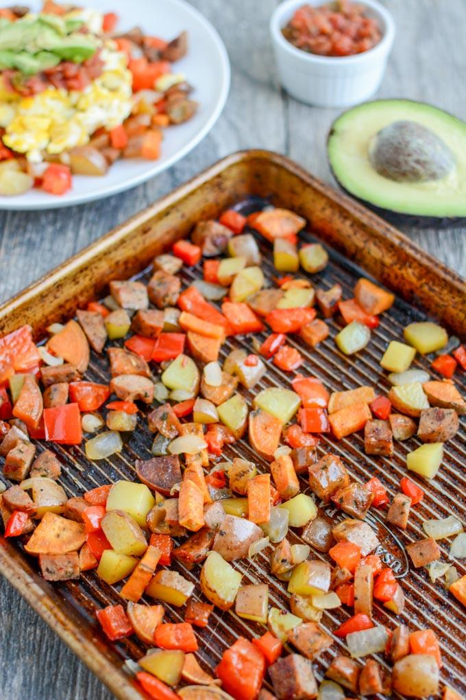 This 5 Minute Breakfast Hash comes together quickly on busy mornings with the help of weekend food prep. It's full of protein and fiber to keep you full all morning.