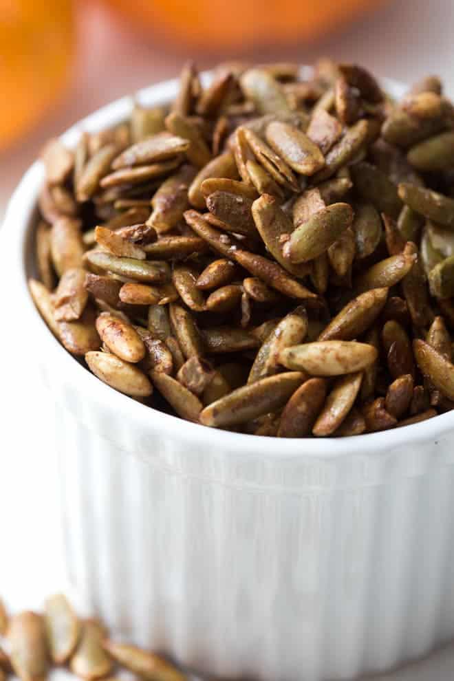 cinnamon pepitas in a bowl