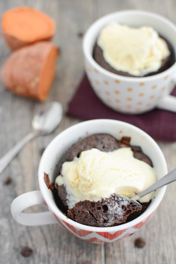 This Chocolate Sweet Potato Mug Cake recipe is a quick and easy way to satisfy your dessert craving!
