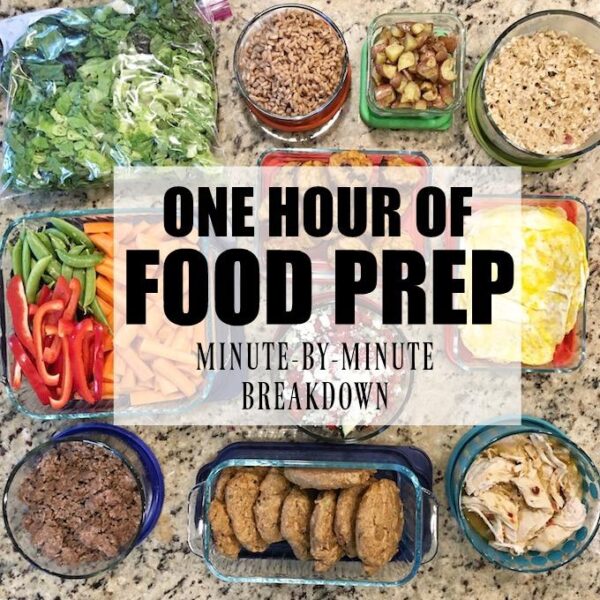 Here's my weekly food prep by the minute: An in-depth look at what I prepped, the order I did things in and how I got it all done in one hour! Plus a look at the meals we ate during the week.