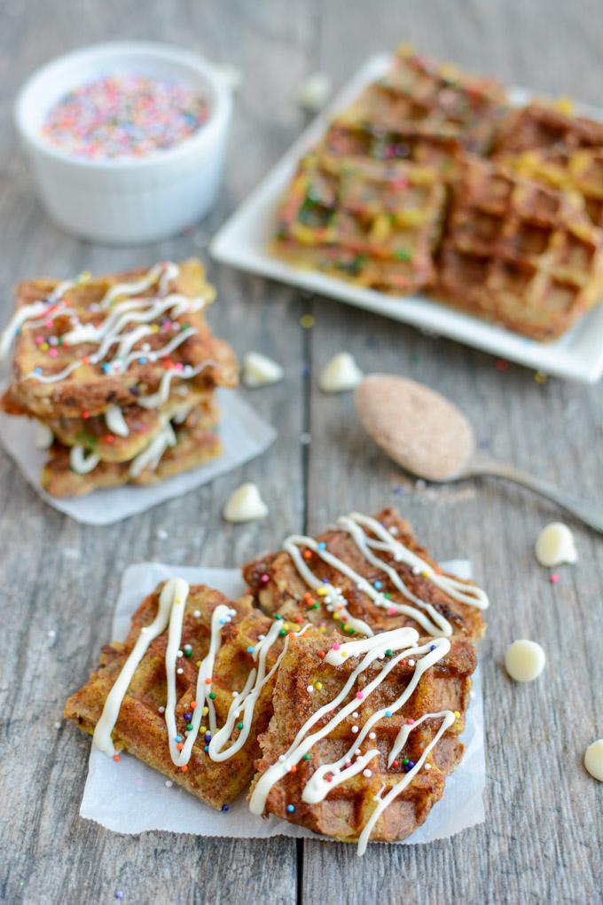 These Dessert French Toast Waffle Bites are a kid-friendly treat that makes a fun, healthy dessert alternative to cookies or cake.