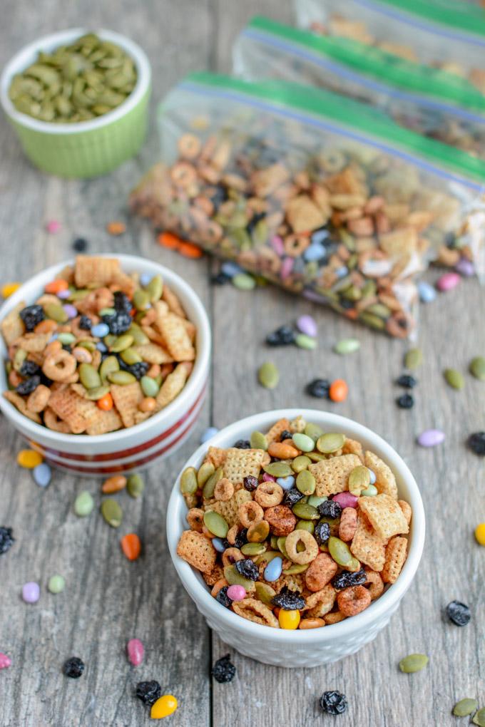 This Nut-Free Toddler Trail Mix is the perfect make-ahead snack. Make a batch during your food prep session and portion into bags for kids to eat throughout the week.