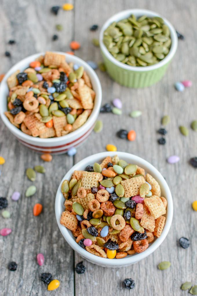 This Nut-Free Toddler Trail Mix is the perfect make-ahead snack. Make a batch during your food prep session and portion into bags for kids to eat throughout the week.