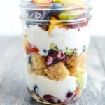 These Vanilla Cake Parfaits are the perfect dessert. Adults and kids will love the layers of cake cubes, yogurt and fresh fruit. Assemble it ahead of time or set up a DIY parfait bar and let people build their own!