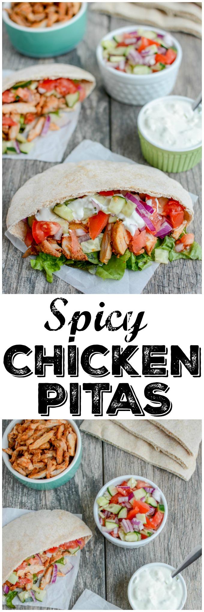 These Spicy Chicken Pitas are made with boneless, skinless chicken thighs and you can prep all the components ahead of time and assemble them quickly for a healthy lunch or dinner.