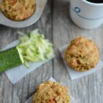 Zucchini Carrot Apple Muffins with a mug of coffee