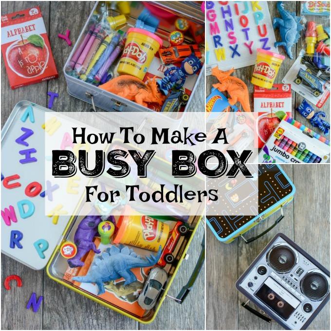 How To Make A Busy Box For Toddlers 80 Learn how to make a busy box for toddlers. These boxes are easy to customize and perfect for keeping toddlers occupied at a restaurant, on a plane, while mom is nursing and more!