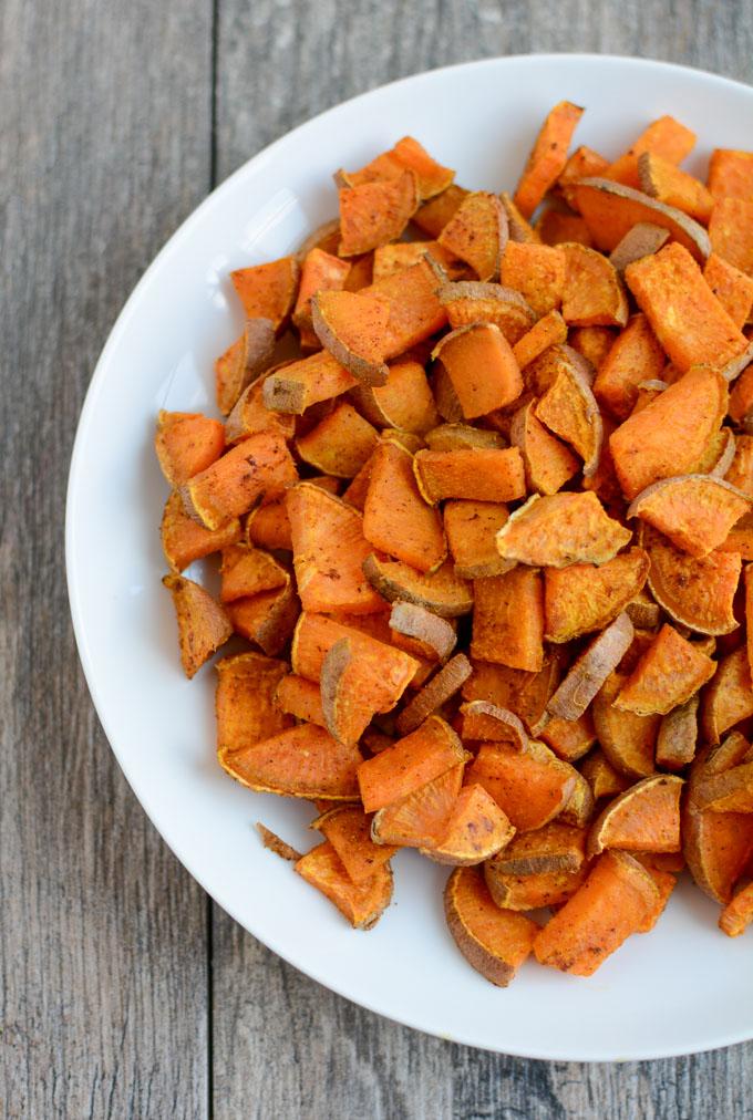 Curry roasted sweet potatoes