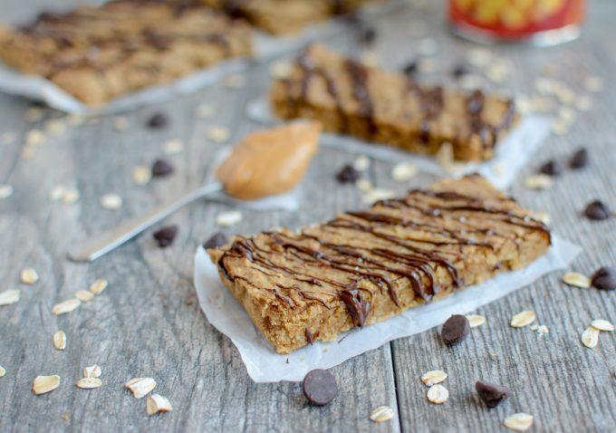 These Peanut Butter Chickpea Bars are perfect for breakfast or an after school snack. They're healthy, kid-friendly and easy to make. Plus they're vegan, gluten-free and dairy-free!