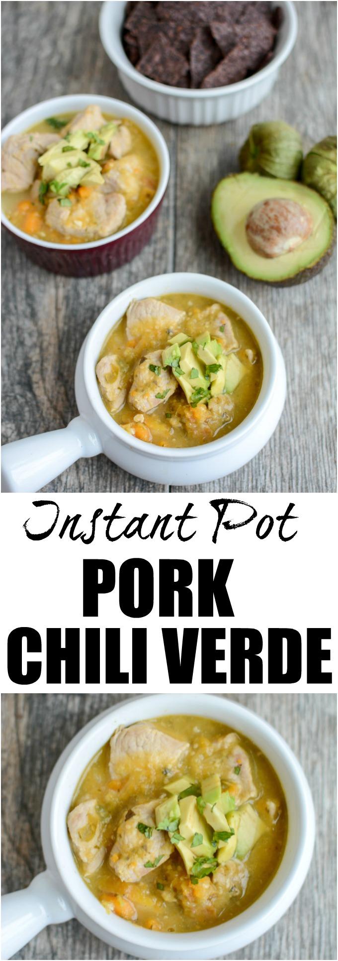This Instant Pot Pork Chili Verde recipe is a quick, healthy dinner that couldn't be easier! Made with simple ingredients, it's full of flavor and the leftovers make a great lunch!