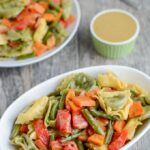 This Roasted Vegetable Pasta Salad with Maple Mustard Dressing is a simple, healthy vegetarian recipe. Serve it as an easy dinner side dish and pack the leftovers for lunch!