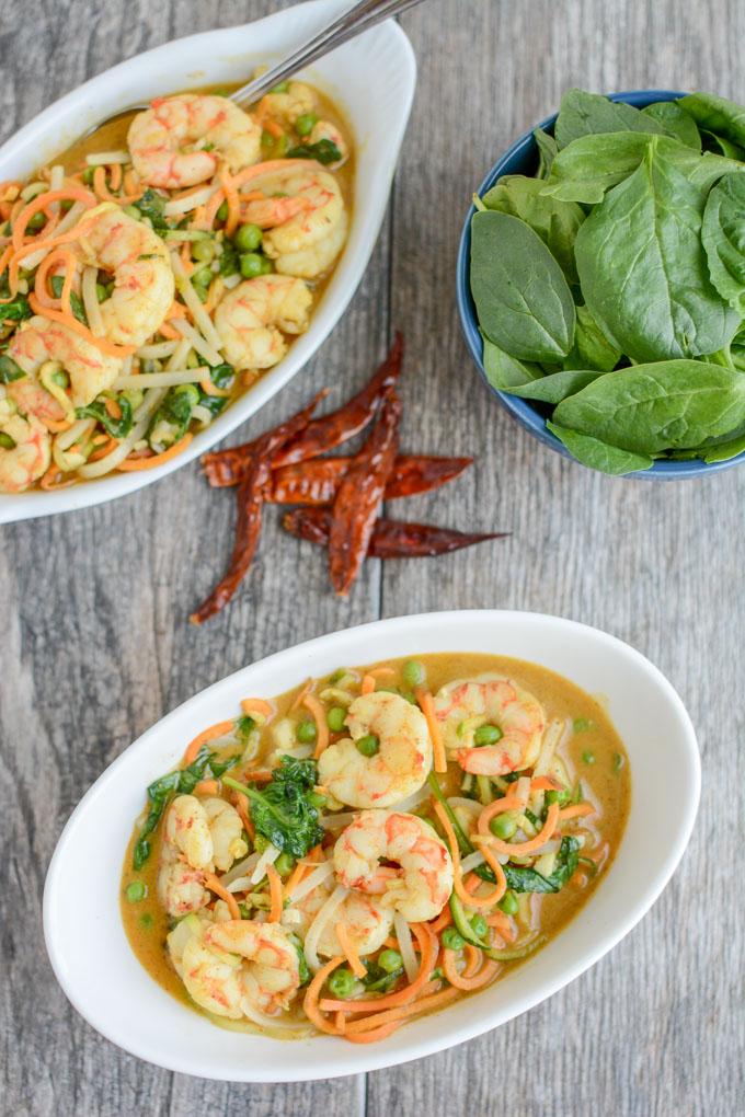 This recipe for Shrimp Curry Noodle Bowls is quick, healthy and perfect for dinner on a busy night. Ready in 15 minutes, it's packed with veggies and full of flavor!