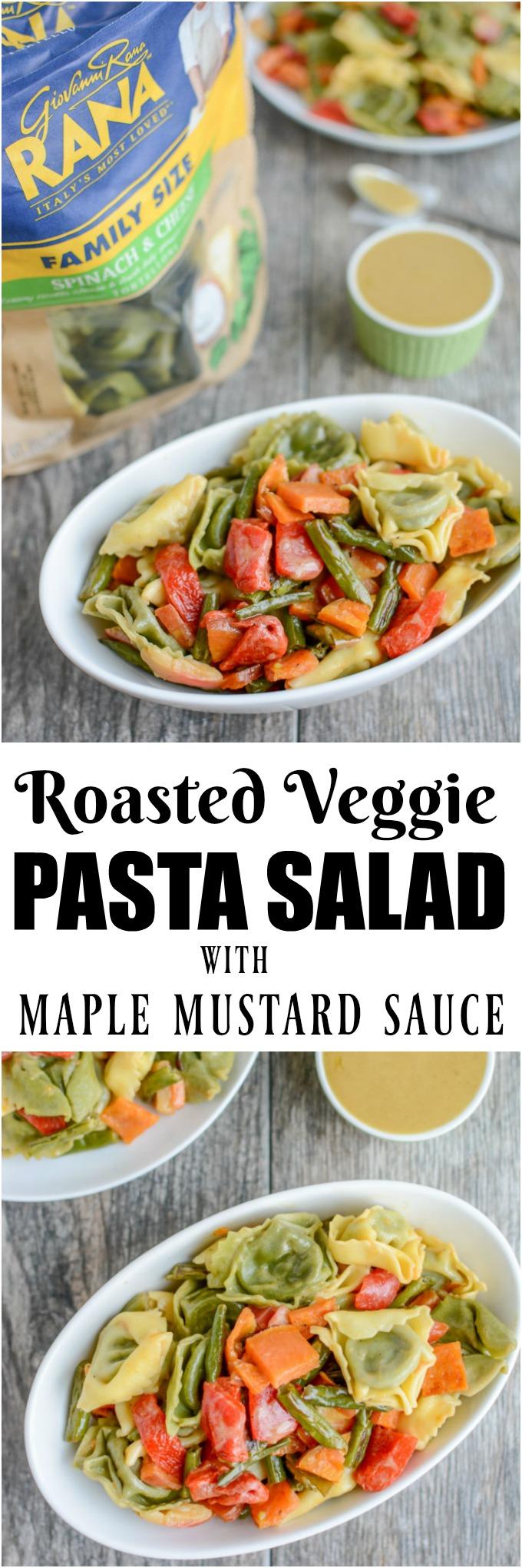 This Roasted Vegetable Pasta Salad with Maple Mustard Dressing is a simple, healthy vegetarian recipe. Serve it as an easy dinner side dish and pack the leftovers for lunch!