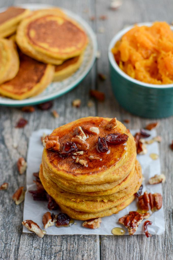 Squash Pancakes with whole wheat flour. Perfect for fall.