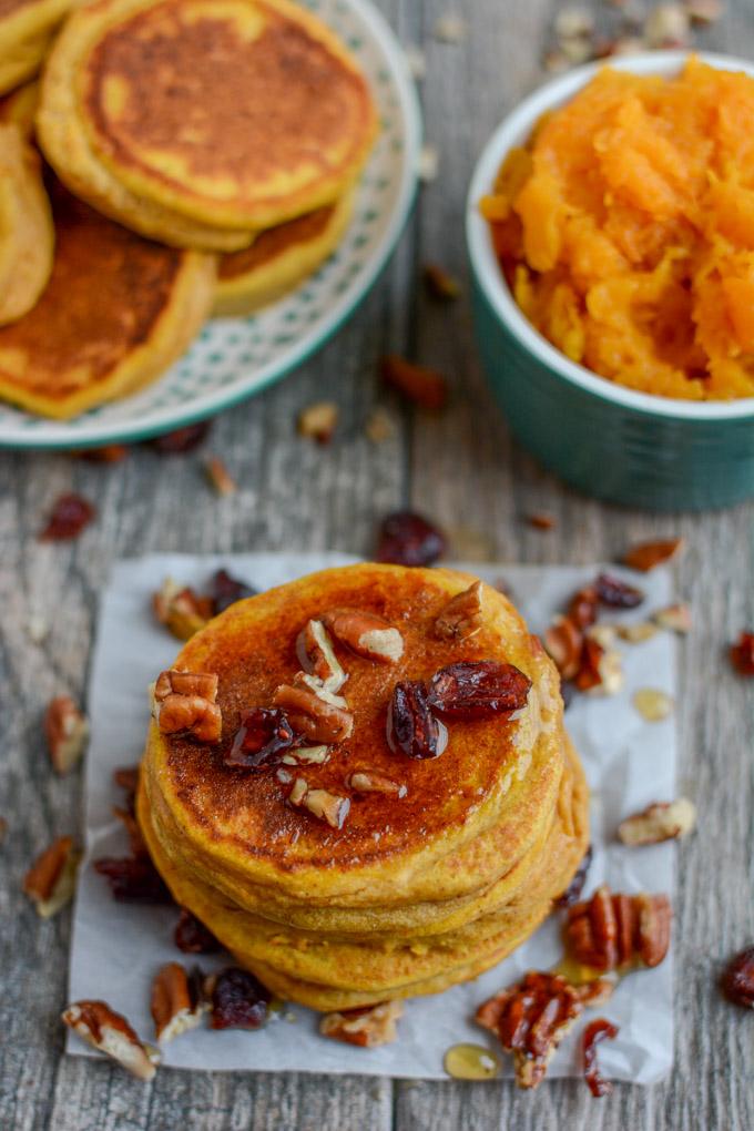 This Butternut Squash Pancakes recipe is an easy way to add some extra vegetables to breakfast! Made with just a few ingredients, they can be made ahead of time and reheated and also make a great, healthy snack!