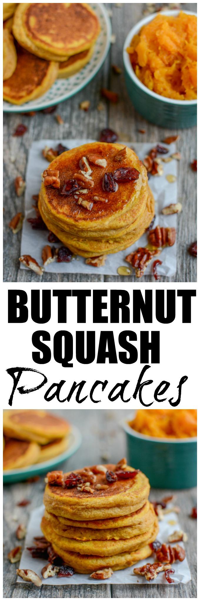 This Butternut Squash Pancakes recipe is an easy way to add some extra vegetables to breakfast! Made with just a few ingredients, they can be made ahead of time and reheated and also make a great, healthy snack!