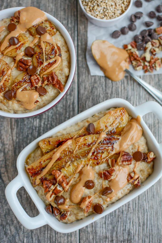 This Instant Pot Oatmeal with Caramelized Bananas is a quick, healthy breakfast option during a busy week and is also perfect for prepping ahead of time and reheating during the week!