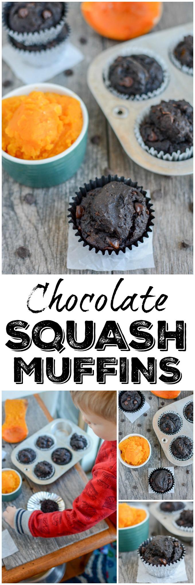 These Chocolate Squash Muffins can be eaten on the run for a grab and go breakfast and also make an easy, kid-friendly snack!