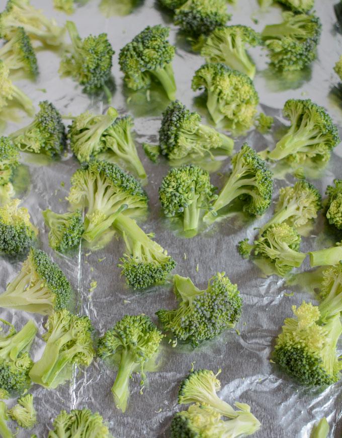 broccoli ready to roast in the oven
