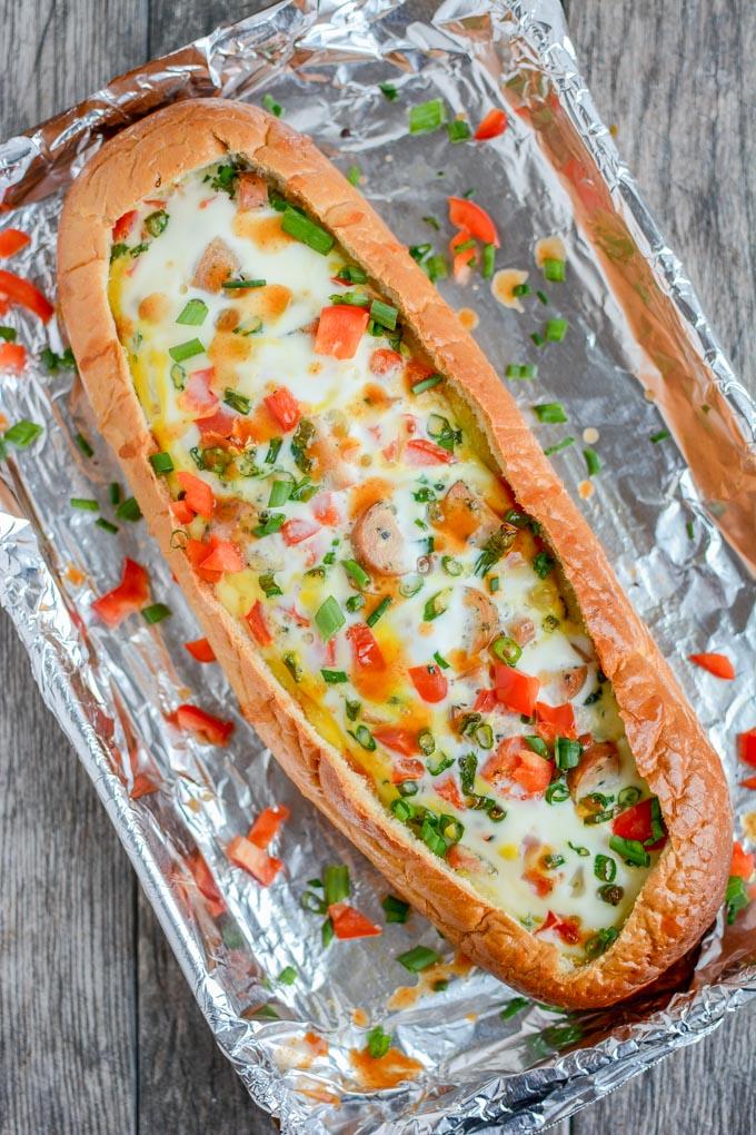 Sausage and Egg Bread Boat, perfect for breakfast or brunch