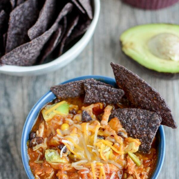 This Sweet Potato Chicken Chili can be made in the Instant Pot or slow cooker for an easy, healthy dinner. And the leftovers make the perfect packable lunch. 