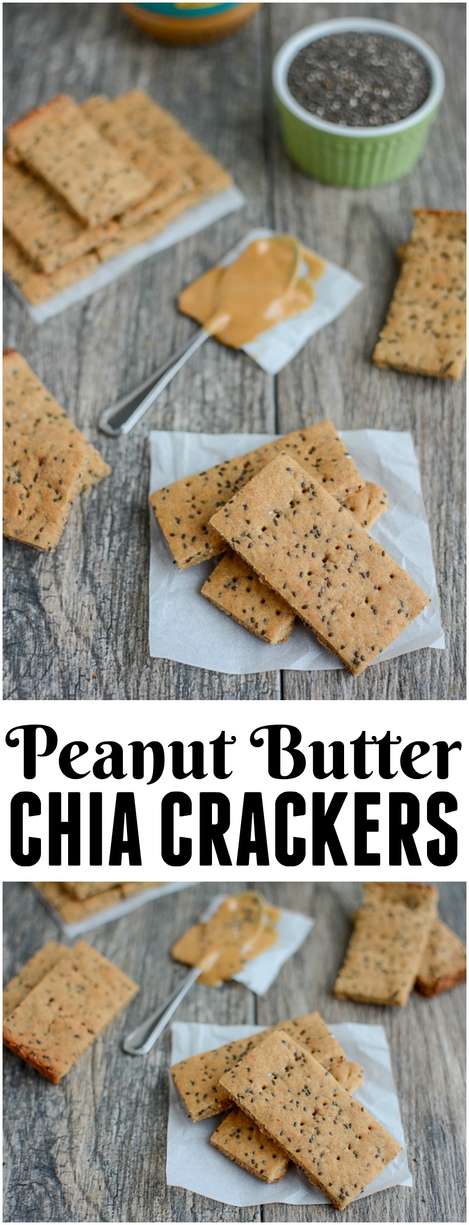 These Peanut Butter Chia Crackers are a healthy, kid-friendly snack recipe made with just a few simple ingredients. Make a batch for an after-school snack or pack some in your purse for a busy day!