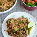 Beef and Cauliflower Stuffed Pepper Casserole with poblano peppers