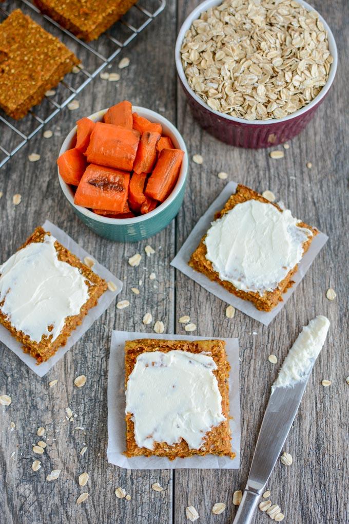 Carrot Oat Bars with Cream Cheese Frosting