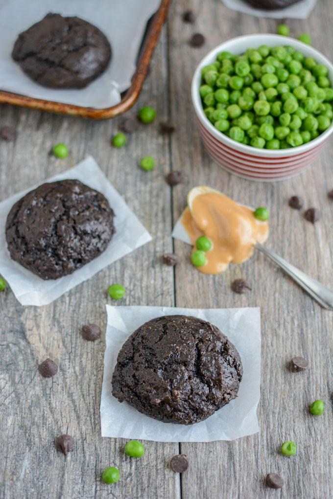 Chocolate Pea Cookies made with green beans and peanut butter.